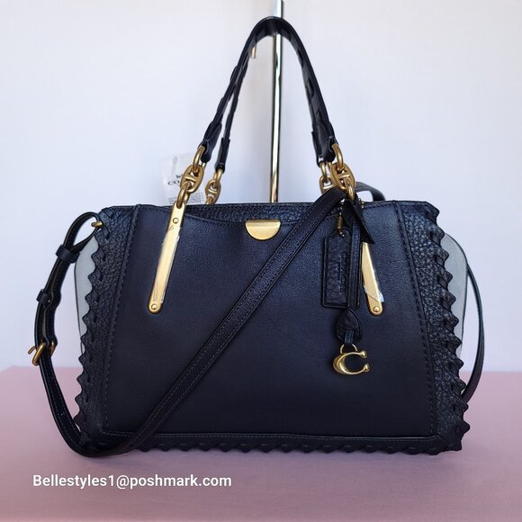 COACH Dreamer 27 Whipstitch Colorblocked Mixed Leather & Suede Satchel-Ink Mult⭐ - Picture 1 of 16